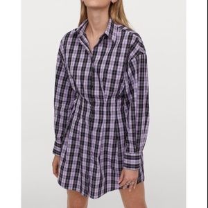 H & M Divided Lavender/Black Plaid Short Shirt Dress